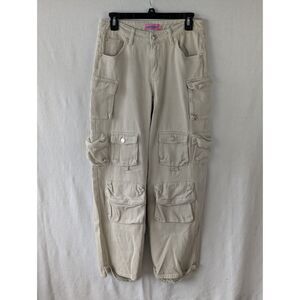 Edikted Oversized Boyfriend Baggy Cargo Jeans Stone Color Women's Size Small